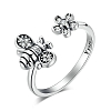925 Sterling Silver Bee & Flower Ring PWB564