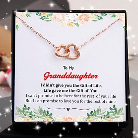 To My Granddaughter Double Heart Necklace PWB369