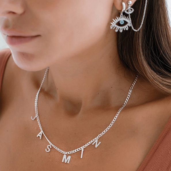 Zircon Sparkly Custom Letter Choker PWB160