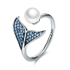 925 Sterling Silver Pearl & Mermaid Tail Ring PWB318