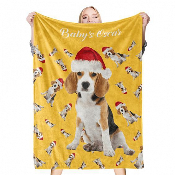 Custom Dog Blankets Personalized Pet Photo Blanket Christmas Dog Blanket Pet Gift PW143