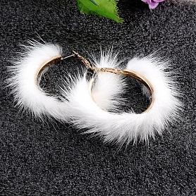 Mink fur big hoop Earrings PWB076
