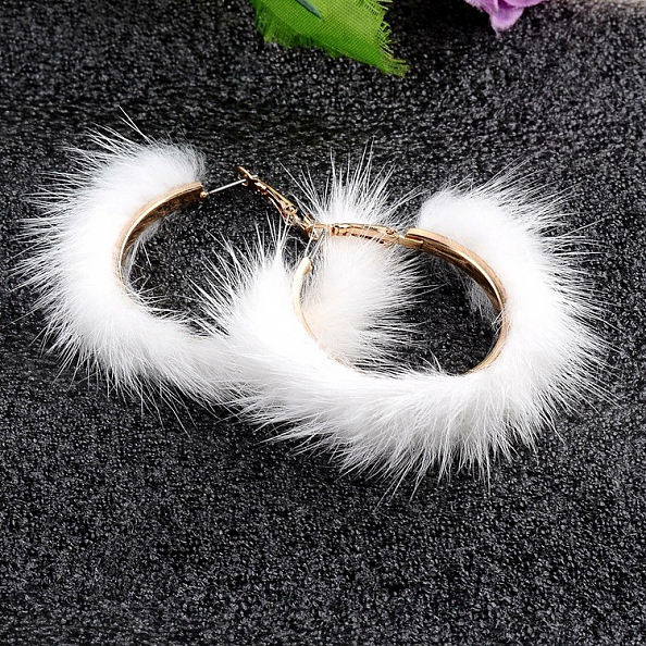 Mink fur big hoop Earrings PWB076