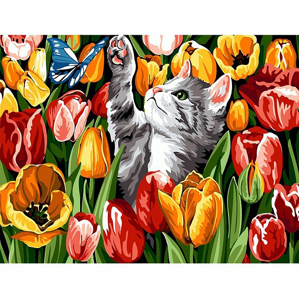 DIY Paint By Numbers Kit(40x50cm) Butterfly Cat PW760