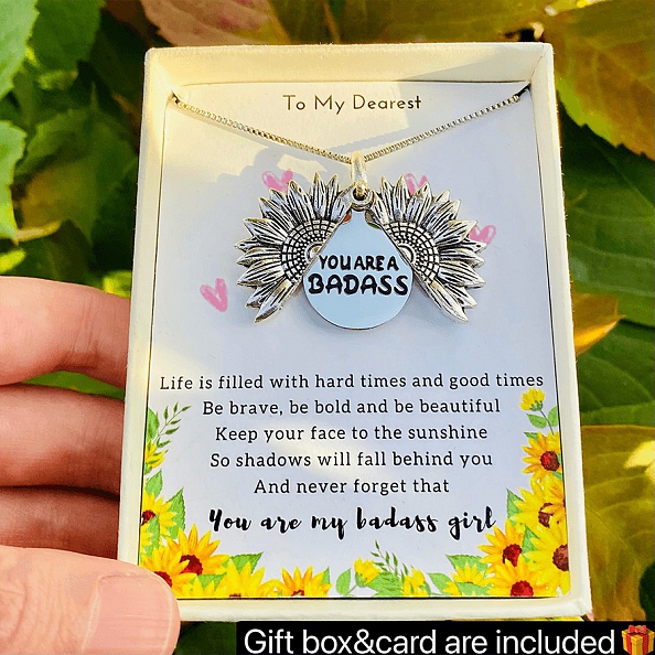 Sunflower Necklace for Daughter-You are A Badass PWB143