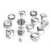 13pcs/set Retro Engraved Crown Star Rings PWB088