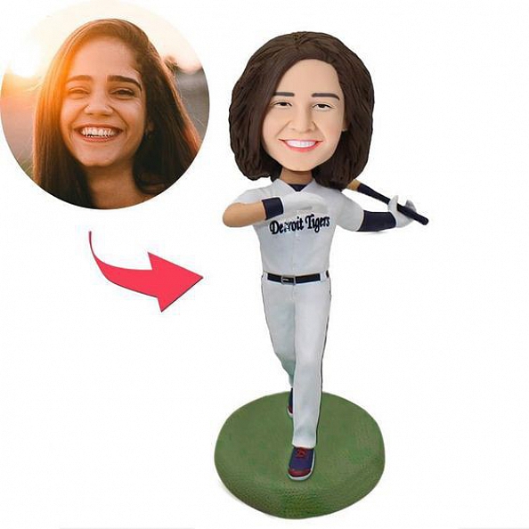Baseball Female Batsman Custom Bobblehead PW391