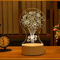 Customized 3D Rose Bouquet Illusion Lamp Gift Valentine PW557