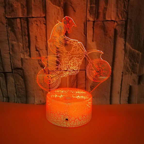 3D Motorcycle Illusion Lamp Gift 7/16 Colors PW554