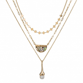 Multi-Layer Abalone Shell Pendant Necklace PW935
