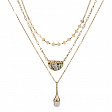 Multi-Layer Abalone Shell Pendant Necklace PW935