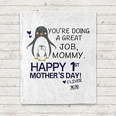 Custom Penguin  Mother's Day Cozy Plush Fleece Blanket PW017