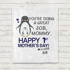 Custom Penguin  Mother's Day Cozy Plush Fleece Blanket PW017