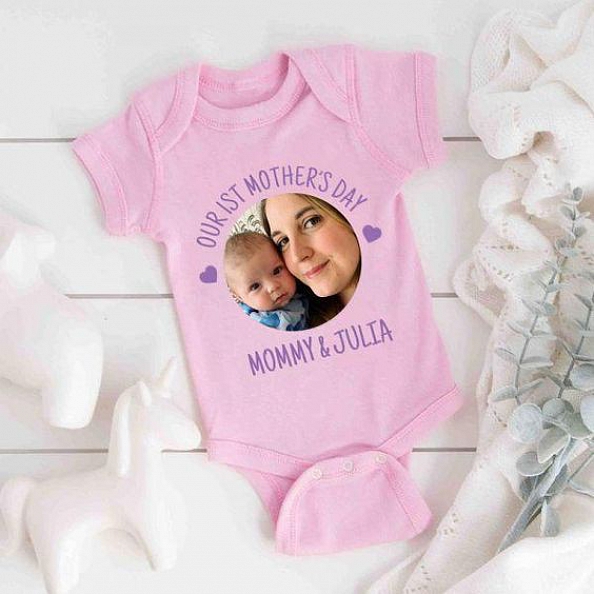 Custom Photo Mother's Day Baby Onesies PW154