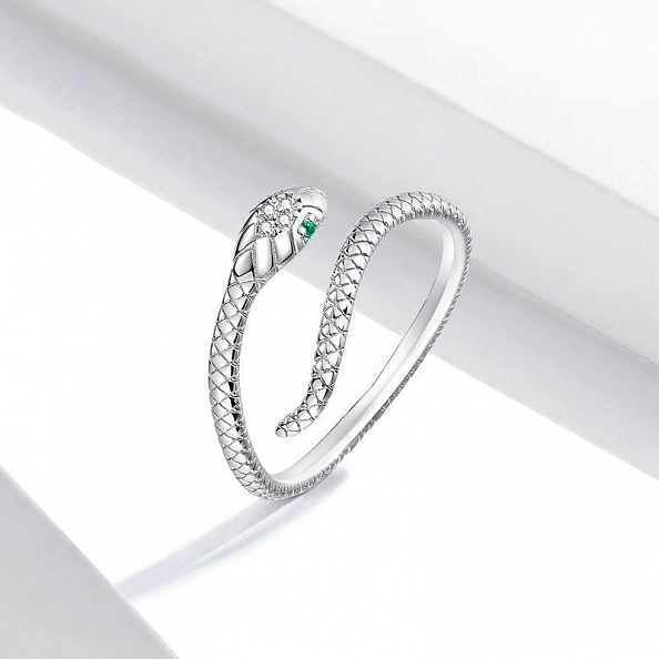 S925 Sterling Silver Cute Snake Ring PWB428