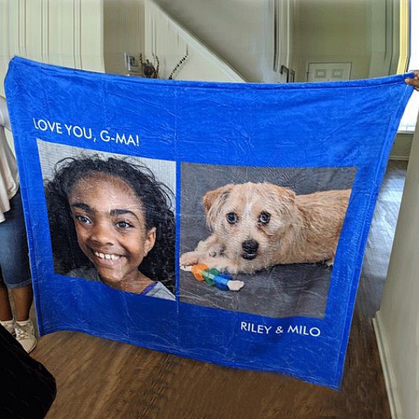 Custom Dog Blankets Personalized Pet Photo Blankets Custom Collage Blankets with 2 Photos PW286