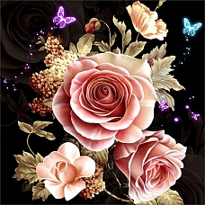 Partial Round Drill 5D Diamond Painting Kit-Pink roses PW541