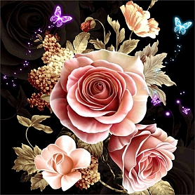 Partial Round Drill 5D Diamond Painting Kit-Pink roses PW541