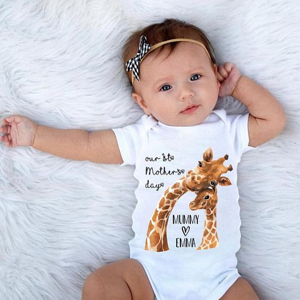 Custom Giraffe Mother's Day Baby Onesies PW152