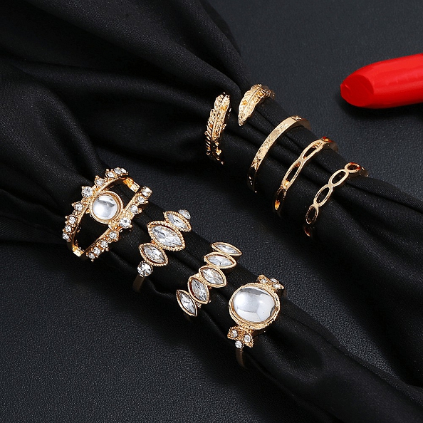 8picsset retro geometric ring PWB087