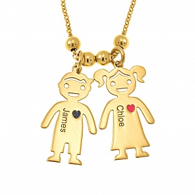 Custom Necklace With Engraved Children Charms PWB125