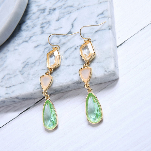 Simple Glass Crystal Drop-shaped Geometric Earrings PWB031