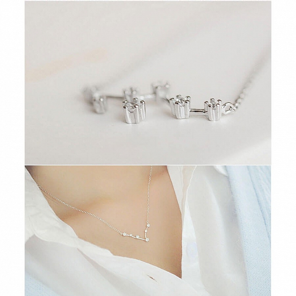  Silver Zodiac Necklace Celestial  PW891