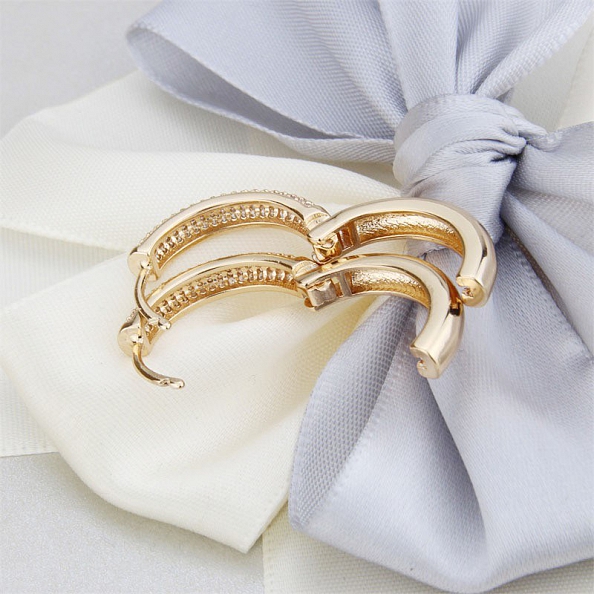 Shiny Zircon Hoop Earrings PWB288