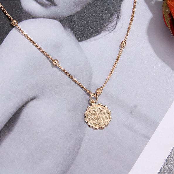 12 Constellations Coin Pendants Necklace  PW884