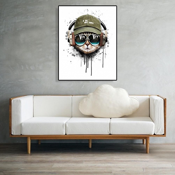 DIY Paint By Numbers Kit(40x50cm) -Headphone Cat PW782