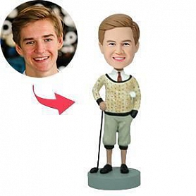 Golfer In Traditional Attire Custom Bobblehead PW428