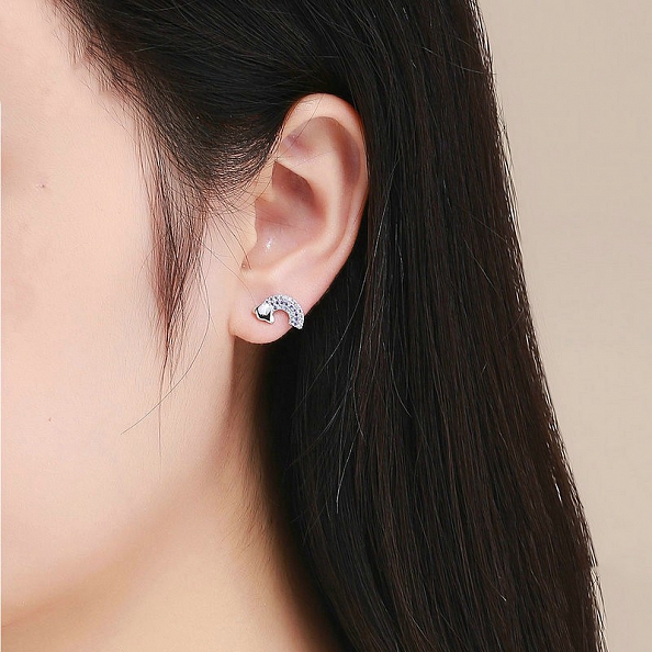 S925 Sterling Silver Rainbow Stud Earrings PWB347
