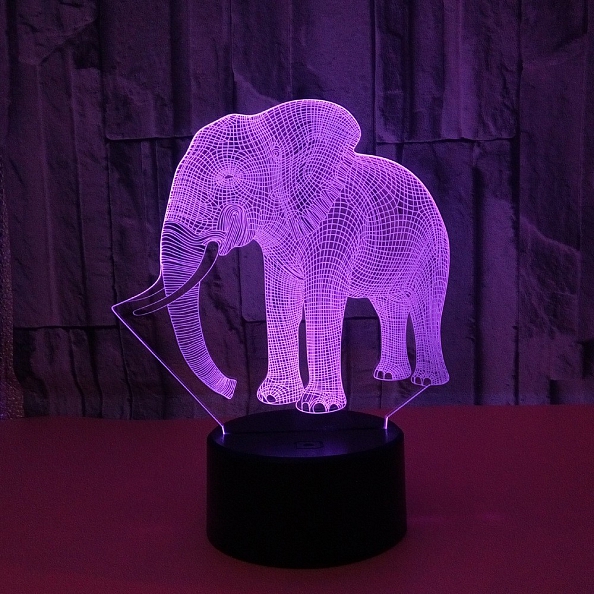 3D Elephant Illusion Lamp Gift 16 Colors Remote Control PW549