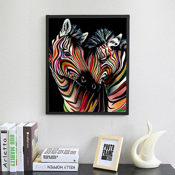 DIY Full Round Diamond Painting - Colorful Zebra PW818