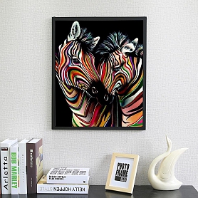 DIY Full Round Diamond Painting - Colorful Zebra PW818