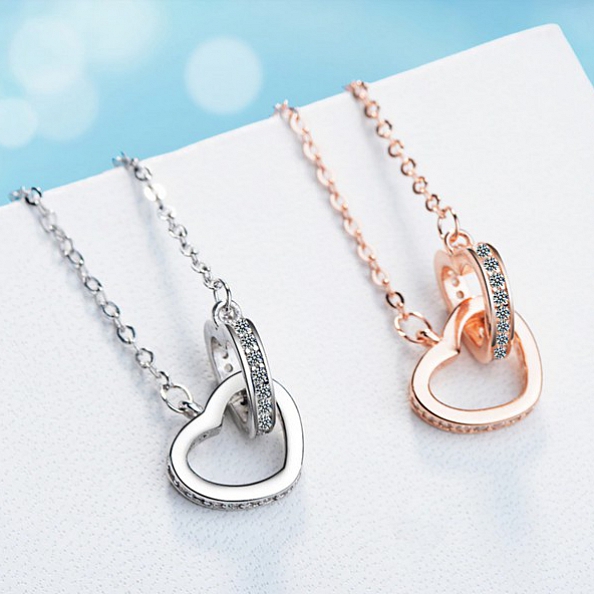 To My Bonus Daughter Double Heart Necklace PWB370