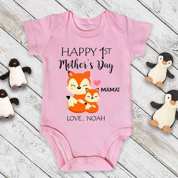 Custom Fox Mother's Day Baby Bodysuits PW150