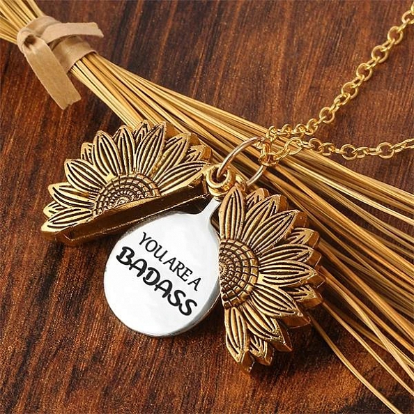 YOU ARE A BADASS SUNFLOWER NECKLACE PWB039
