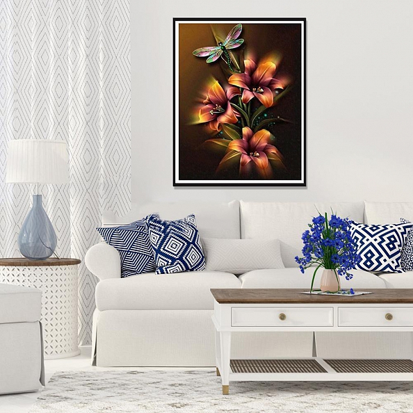 DIY 5D Full Round Diamond Painting-Blooming Gold Flowers PW729 