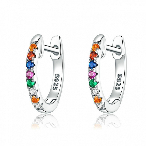 S925 Sterling Silver Hoop Earrings PWB347