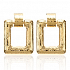 Rectangle gold plated earrings PWB156