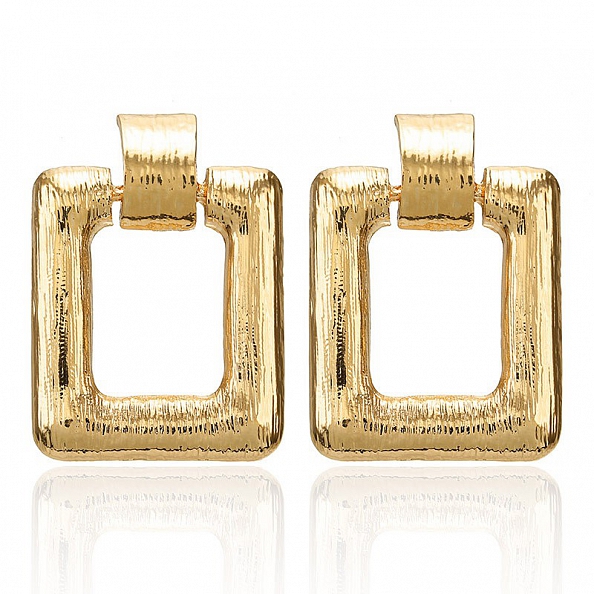 Rectangle gold plated earrings PWB156
