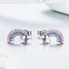 S925 Sterling Silver Rainbow Stud Earrings PWB347