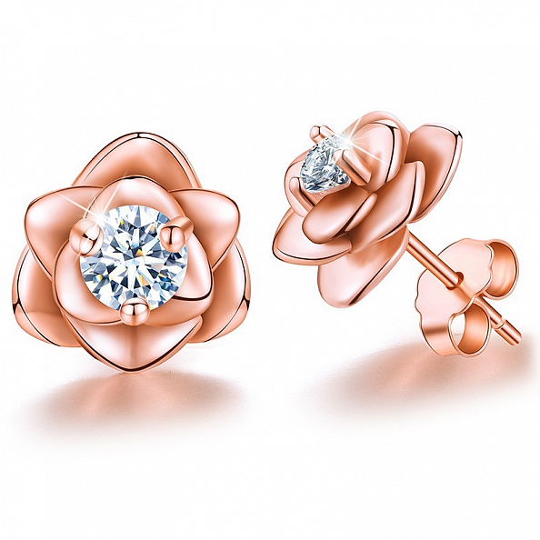 Charming Rose Flower Stud Earrings PWB450