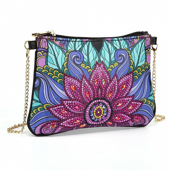DIY Leather Shoulder Bag Diamond Painting Flowers PW627