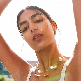 Double layers round slice necklace PW939