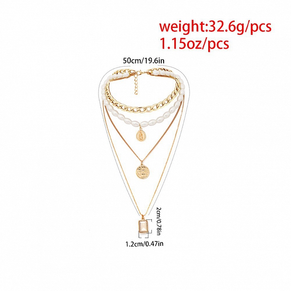 Geometric Crystal Multilayer Pendants Necklaces PW927