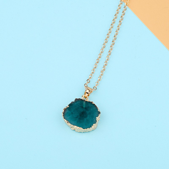 Irregular Sunflower Natural Stone Pendant Necklaces PWB510