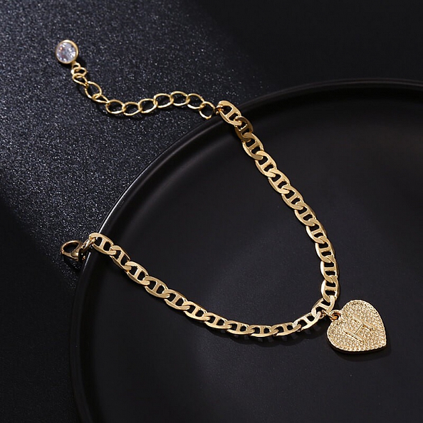 Heart Initials Ankle Bracelet PW889