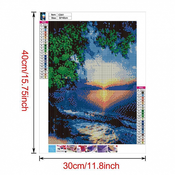 5D Full Squera Drill Diamond Painting- Lake and Sunrise PW717